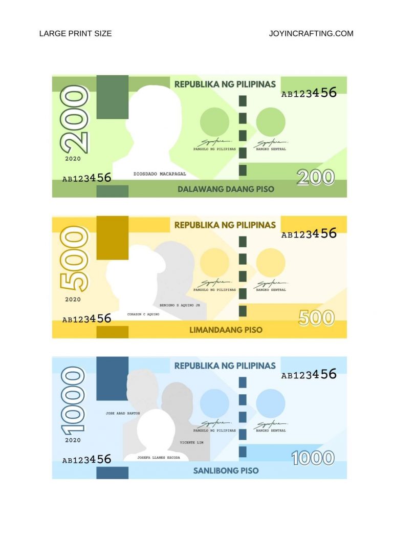 printable philippine peso play money 2020 joy in crafting