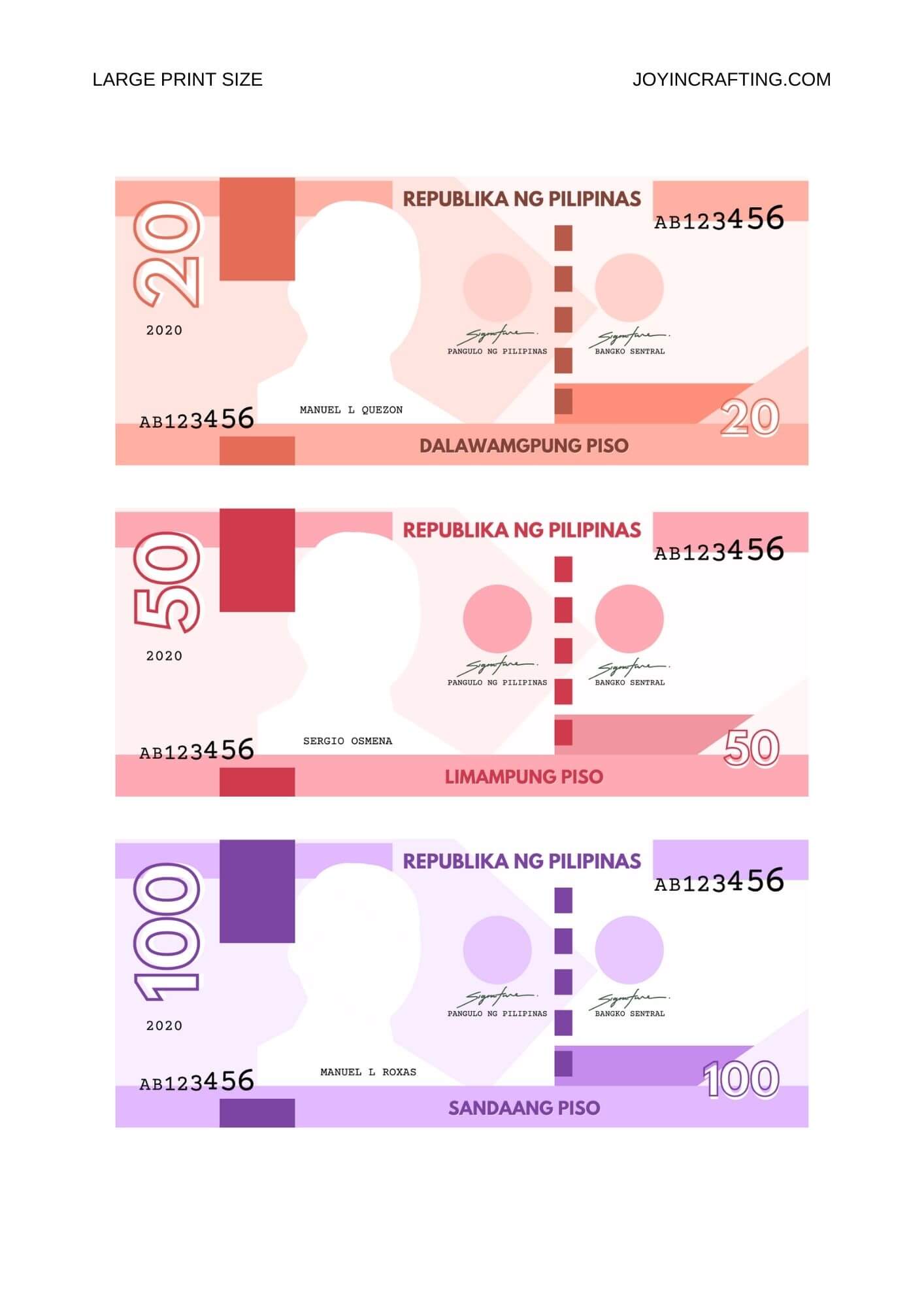 Printable Philippine Play Money - Joy in Crafting