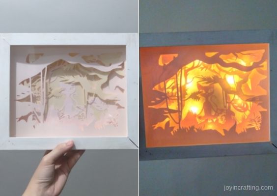 Easy 3D Paper Cut Lightbox using Silhouette Cameo Joy in Crafting