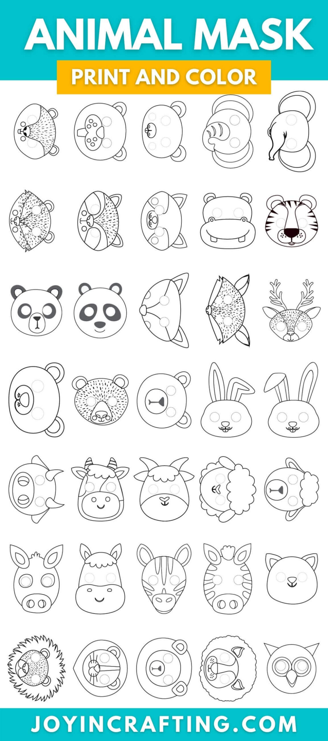 10 Creative Animal Mask Coloring Pages to Color In