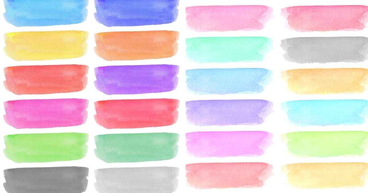 Free Colorful Watercolor Brush Strokes Set