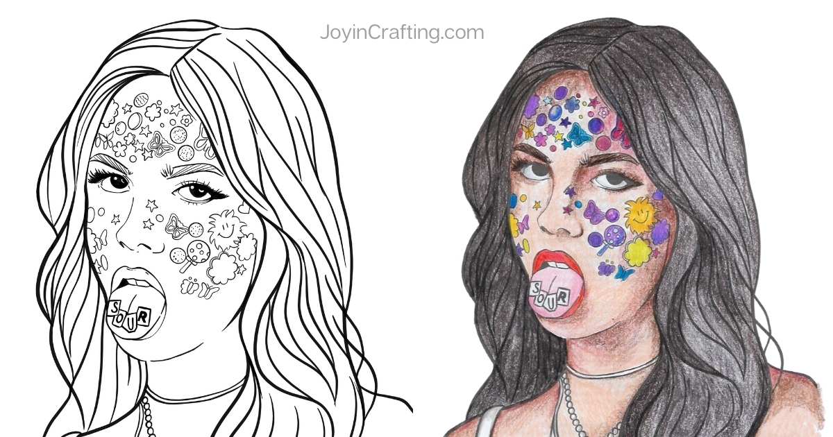 Olivia Rodrigo Coloring Page Sour Album - Joy in Crafting