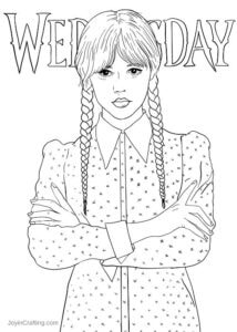 Wednesday Addams Coloring Page - Joy in Crafting