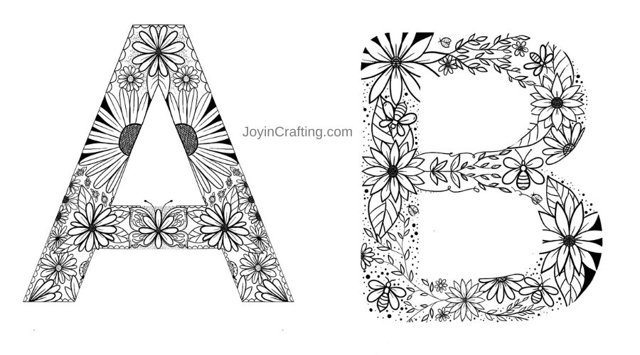 Alphabet A B Floral Coloring