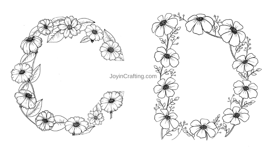 floral letter coloring page