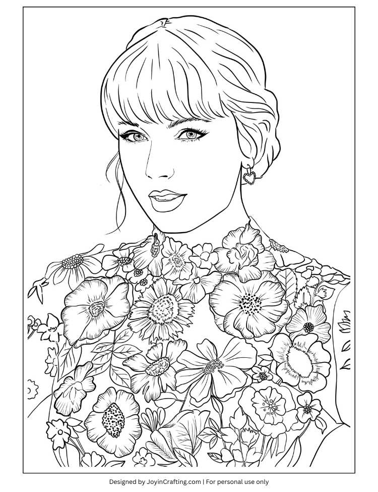 Taylor Swift Coloring Page Free Printable Sheet