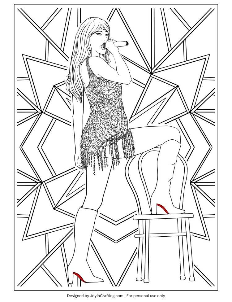 Taylor Swift Coloring Page · Creative Fabrica